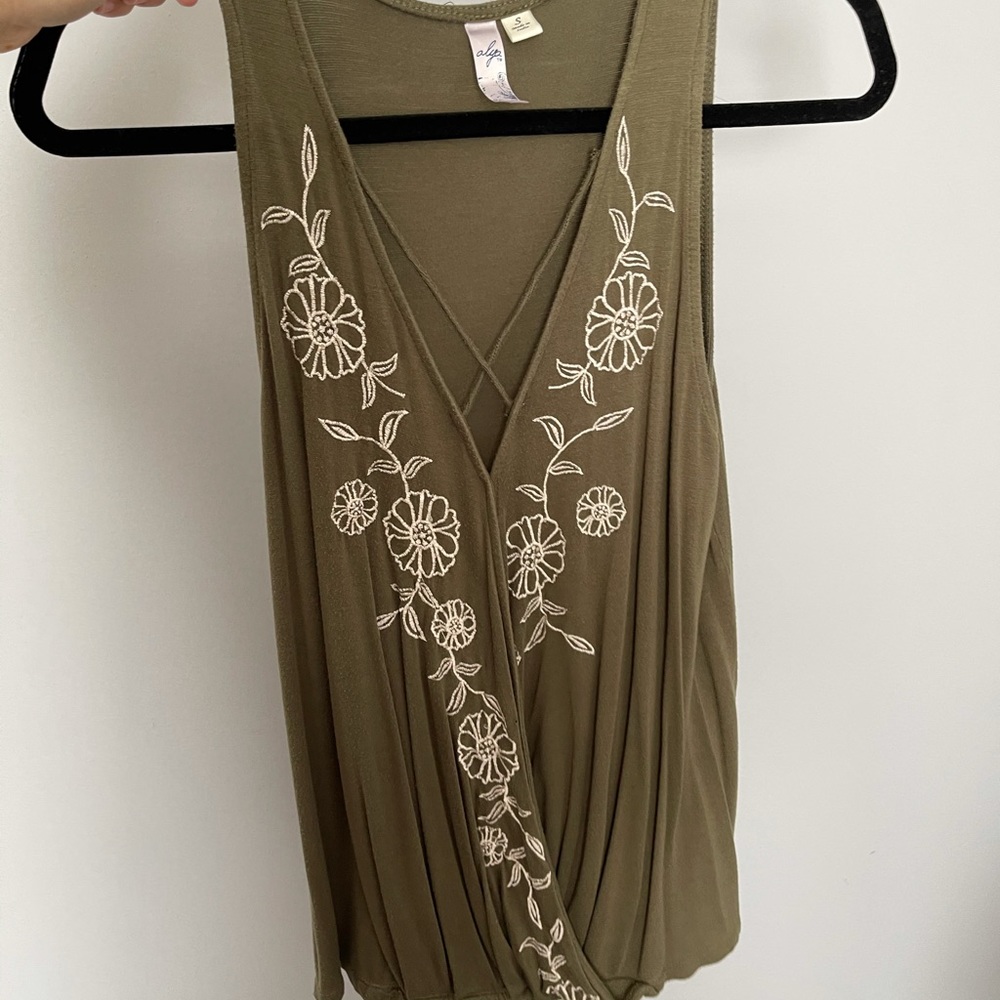 Olive green strappy front tank from Francesscas